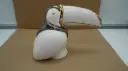 Vintage Porcelain Toucan Figurine White Gold & Silver  