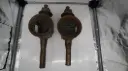 Pair of Antique Copper Railway Signal Lanterns Oil Lamp Train Carriage Locomotive Lights