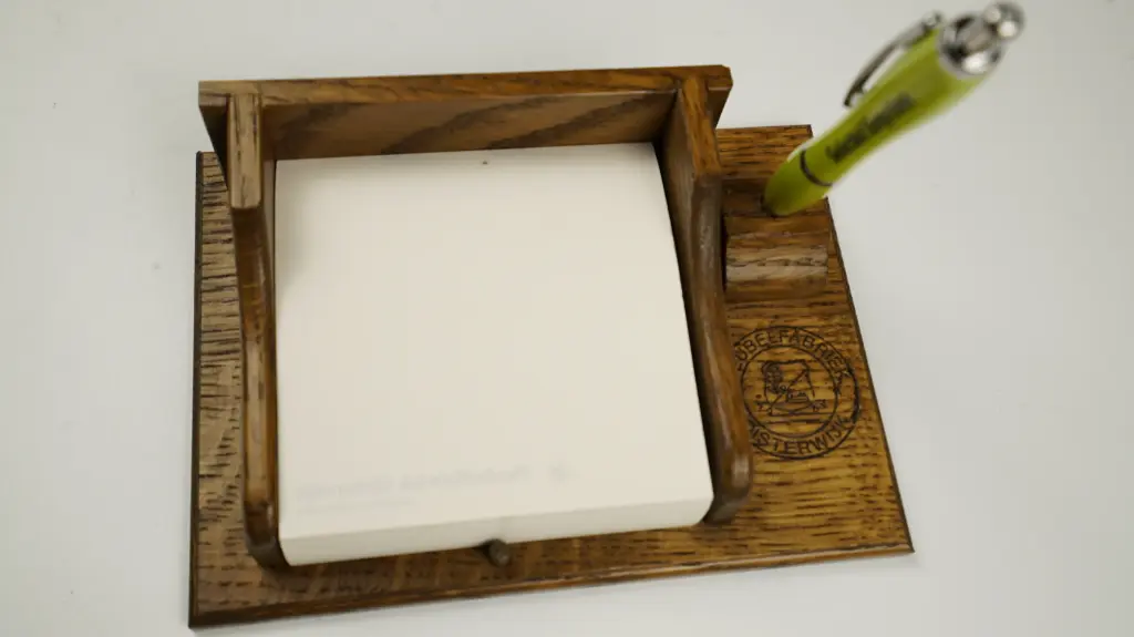Vintage Meubelfabriek Oisterwijk Wooden Desk Memo Pad & Pen Holder 
