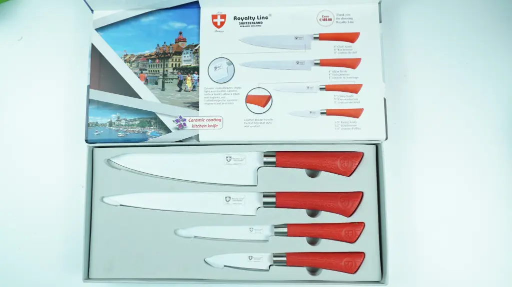 Royalty Line RL-CW4R 4-Piece Ceramic Coated Kitchen Knife Set