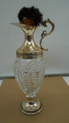[ViDeco00000002009] Vintage Venetian Style Glass & Gilt Metal Decanter 