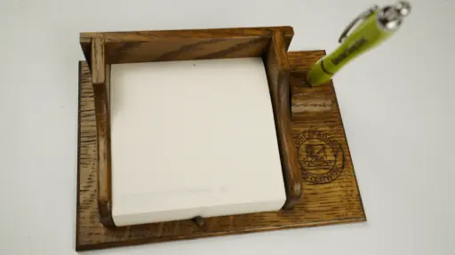 [ViDesk00000002518] Vintage Meubelfabriek Oisterwijk Wooden Desk Memo Pad & Pen Holder 